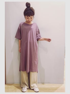 「ラベンダー」｜「アイテム（チュニック）」を使った、tomopuuさん（レディース・152cm）の夏コーディネート