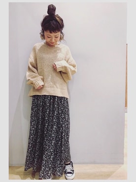 「ざっくりニット」｜tomopuuさん（レディース・152cm）の秋コーディネート