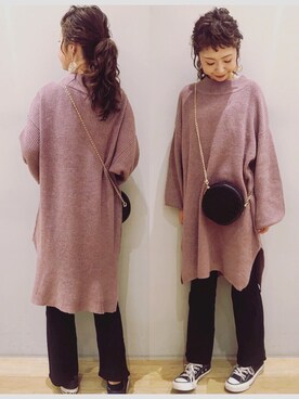 「earth music&ecology（アースミュージックアンドエコロジー）のアイテム（トートバッグ）」を使った、tomopuuさん（レディース・152cm）の秋コーディネート