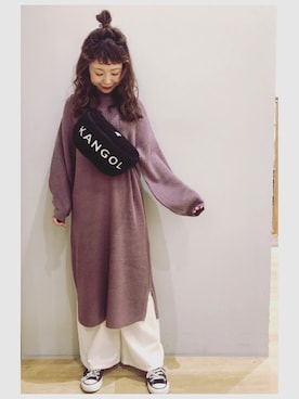 「KANGOL（カンゴール）のアイテム（バッグ）」を使った、tomopuuさん（レディース・152cm）の冬コーディネート