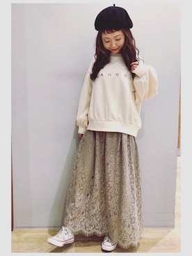 「KANGOL（カンゴール）のアイテム（Tシャツ/カットソー）」を使った、tomopuuさん（レディース・152cm）の冬コーディネート