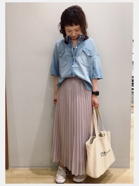 半袖デニムシャツ を使ったレディース人気ファッションコーディネート Wear