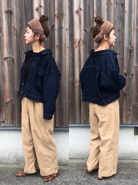 「ジージャン」｜「アイテム（その他アウター）」を使った、tomopuuさん（レディース・152cm）の秋コーディネート