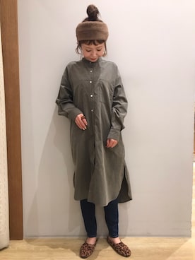 「earth music&ecology（アースミュージックアンドエコロジー）のコーデュロイワンピース ＊（ワンピース）」を使った、tomopuuさん（レディース・152cm）の秋コーディネート