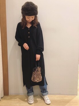 「earth music&ecology（アースミュージックアンドエコロジー）のアイテム（ワンピース）」を使った、tomopuuさん（レディース・152cm）の秋コーディネート