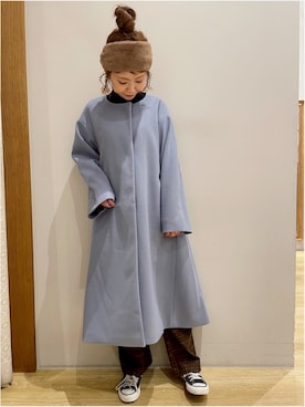 「アイテム（ノーカラーコート）」を使った、tomopuuさん（レディース・152cm）の冬コーディネート
