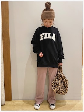 「FILA（フィラ）のアイテム（スウェット）」を使った、tomopuuさん（レディース・152cm）の冬コーディネート
