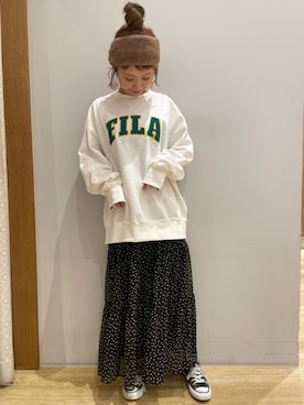 「FILA（フィラ）のアイテム（スウェット）」を使った、tomopuuさん（レディース・152cm）の冬コーディネート