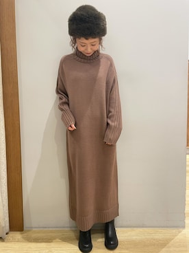 「earth music&ecology（アースミュージックアンドエコロジー）のアイテム（ブーツ）」を使った、tomopuuさん（レディース・152cm）の冬コーディネート