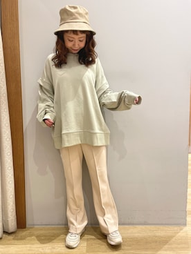 「earth music&ecology（アースミュージックアンドエコロジー）のアイテム（ハット）」を使った、tomopuuさん（レディース・152cm）の冬コーディネート