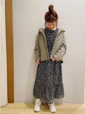「earth music&ecology（アースミュージックアンドエコロジー）のアイテム（マウンテンパーカー）」を使った、tomopuuさん（レディース・152cm）の冬コーディネート
