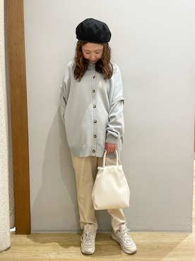 「earth music&ecology（アースミュージックアンドエコロジー）のリバーシブベレー帽 ＊（ハンチング/ベレー帽）」を使った、tomopuuさん（レディース・152cm）の春コーディネート