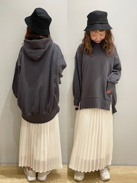 「earth music&ecology（アースミュージックアンドエコロジー）のアイテム（ハット）」を使った、tomopuuさん（レディース・152cm）の春コーディネート