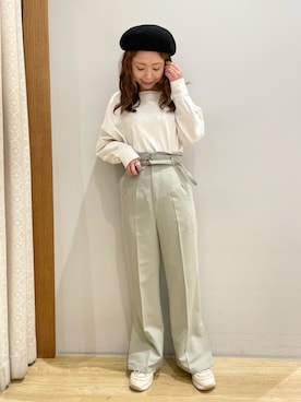 「春めきシューズ」｜「アイテム（ハンチング/ベレー帽）」を使った、tomopuuさん（レディース・152cm）の春コーディネート
