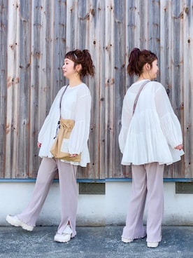 「SLURR（スラ―）のアイテム」を使った、tomopuuさん（レディース・152cm）の春コーディネート