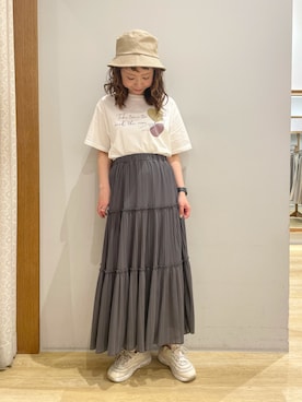 「earth music&ecology（アースミュージックアンドエコロジー）のアイテム（ハット）」を使った、tomopuuさん（レディース・152cm）の春コーディネート