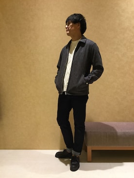 「ケーブルニット」｜「アイテム（ブルゾン）」を使った、ikka HEAD OFFICE Men'sさん（メンズ・172cm）の冬コーディネート