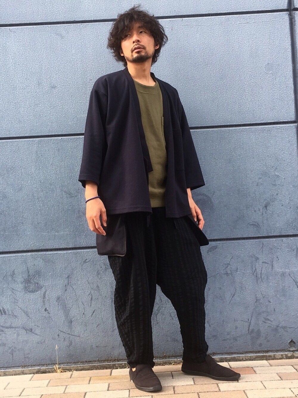 「春コーデ、大人カジュアル、ラクチンコーデ、UNIQLO、シンプル、無印良品、MUJI、MUJI Labo、お洒落さんとつながりたい、おしゃれさんと繋がりたい」｜「MUJI Laboのアイテム（カーディガン/ボレロ、ブルー系）」を使った、ましゃしさん（メンズ・174cm）の春コーディネートの1枚目の写真