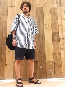 「CABANE de ZUCCa（カバンドズッカ）のアイテム（バッグ）」を使った、ましゃしさん（メンズ・174cm）の夏コーディネート