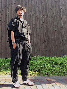 「tree cafe（ツリーカフェ）のアイテム（パンツ）」を使った、ましゃしさん（メンズ・174cm）の夏コーディネート