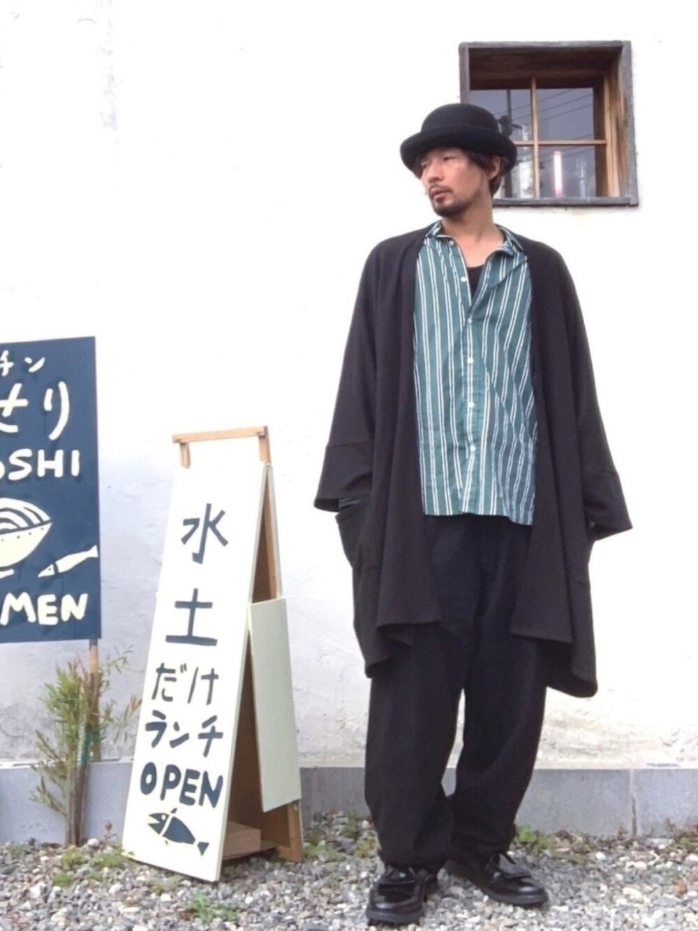 「オシャレパッソ、秋のコーデ、秋コーデ、ゆるコーデ、ハット、シャツスタイル、シャツ、tree cafe、ビッグシルエット、オトナカジュアル」｜「instagramのアイテム（その他、その他）」を使った、ましゃしさん（メンズ・174cm）の秋コーディネートの1枚目の写真