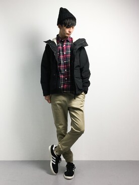 「green label relaxing（グリーンレーベルリラクシング）のアイテム（マウンテンパーカー）」を使った、RENさん（メンズ・176cm）の冬コーディネート