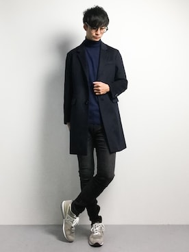 「JOURNAL STANDARD relume（ジャーナルスタンダード　レリューム）のアイテム（チェスターコート）」を使った、RENさん（メンズ・176cm）の冬コーディネート