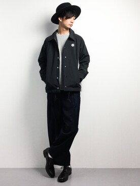 「CHARI&CO（チャリアンドコー）のCHARI&CO for Keith Haring / サイド パネル コーチジャケット（ブルゾン）」を使った、RENさん（メンズ・176cm）の冬コーディネート