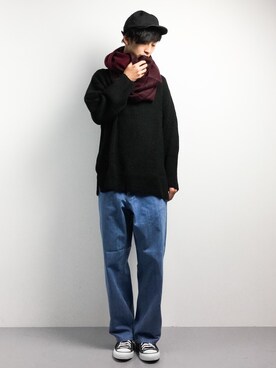 「green label relaxing（グリーンレーベルリラクシング）のアイテム（キャップ）」を使った、RENさん（メンズ・176cm）の冬コーディネート