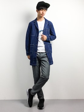 「ショップコート」｜「アイテム（デニムジャケット）」を使った、RENさん（メンズ・176cm）の冬コーディネート