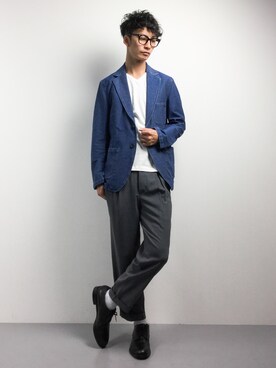 「SHIPS JET BLUE（シップスジェットブルー）のアイテム（テーラードジャケット）」を使った、RENさん（メンズ・176cm）の春コーディネート