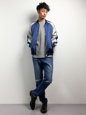 「STUDIOUS（ステュディオス）のアイテム（ブルゾン）」を使った、RENさん（メンズ・176cm）の春コーディネート