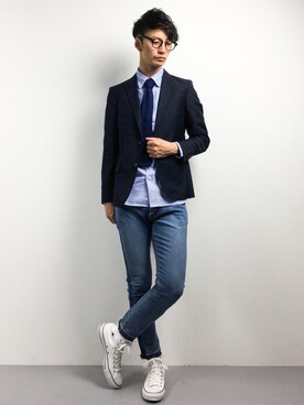 「SHIPS JET BLUE（シップスジェットブルー）のアイテム（デニムパンツ）」を使った、RENさん（メンズ・176cm）の春コーディネート