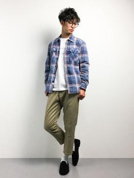 「アイテム（ドレスシューズ、ブルー系）」を使った、RENさん（メンズ・176cm）の春コーディネート