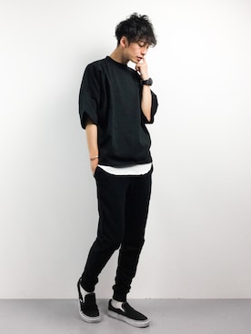 「MONKEY TIME（モンキータイム）のアイテム（Tシャツ/カットソー）」を使った、RENさん（メンズ・176cm）の春コーディネート
