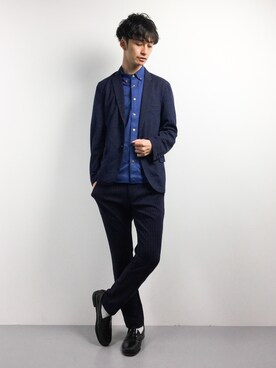 「UP START（アップスタート）のアイテム（パンツ）」を使った、RENさん（メンズ・176cm）の春コーディネート