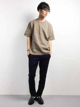 「UP START（アップスタート）のアイテム（パンツ）」を使った、RENさん（メンズ・176cm）の春コーディネート