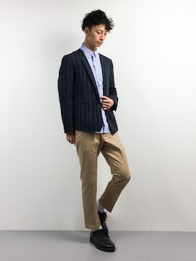「STUDIOUS（ステュディオス）のアイテム（チノパンツ）」を使った、RENさん（メンズ・176cm）の春コーディネート