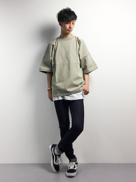 「MONKEY TIME（モンキータイム）のアイテム（Tシャツ/カットソー）」を使った、RENさん（メンズ・176cm）の春コーディネート