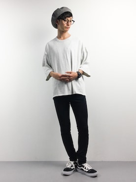 「RAGEBLUE（レイジブルー）のアイテム（ハンチング/ベレー帽）」を使った、RENさん（メンズ・176cm）の春コーディネート
