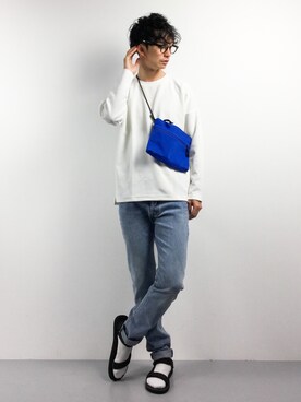 「アイテム（ボディバッグ/ウエストポーチ、ブルー系）」を使った、RENさん（メンズ・176cm）の春コーディネート