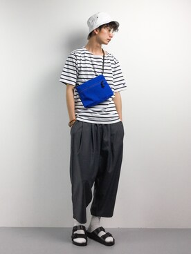 「アイテム（ボディバッグ/ウエストポーチ、ブルー系）」を使った、RENさん（メンズ・176cm）の春コーディネート
