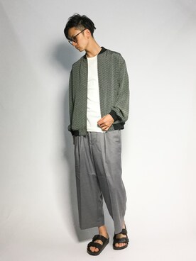 「チドリ柄」｜「アイテム（ブルゾン）」を使った、RENさん（メンズ・176cm）の夏コーディネート