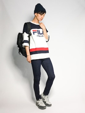 「FILA（フィラ）のアイテム（スウェット）」を使った、RENさん（メンズ・176cm）の夏コーディネート