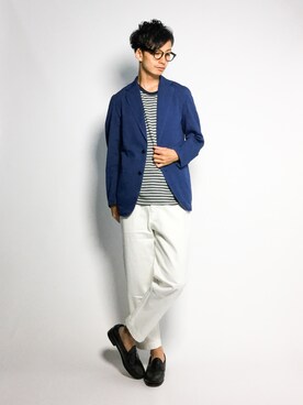 「革靴」｜「アイテム（Tシャツ/カットソー）」を使った、RENさん（メンズ・176cm）の夏コーディネート