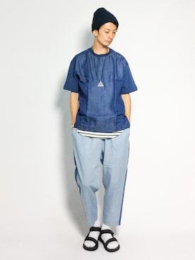 「JUNRED（ジュンレッド）のアイテム（タンクトップ）」を使った、RENさん（メンズ・176cm）の夏コーディネート