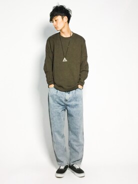 Wego ワイドデニムパンツを使ったショップスタッフのメンズ人気ファッションコーディネート Wear