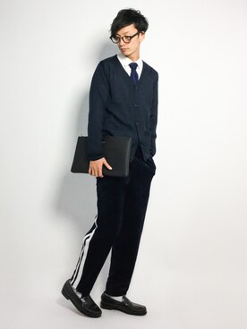 「RAGEBLUE（レイジブルー）のアイテム（クラッチバッグ）」を使った、RENさん（メンズ・176cm）の秋コーディネート