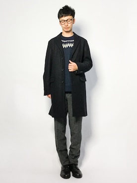 「メルトン」｜「アイテム（その他アウター）」を使った、RENさん（メンズ・176cm）の冬コーディネート