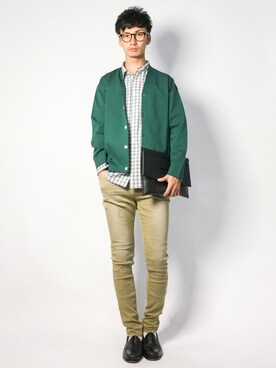 カーディガン ボレロを使った 緑 のメンズ人気ファッションコーディネート ユーザー ショップスタッフ Wear